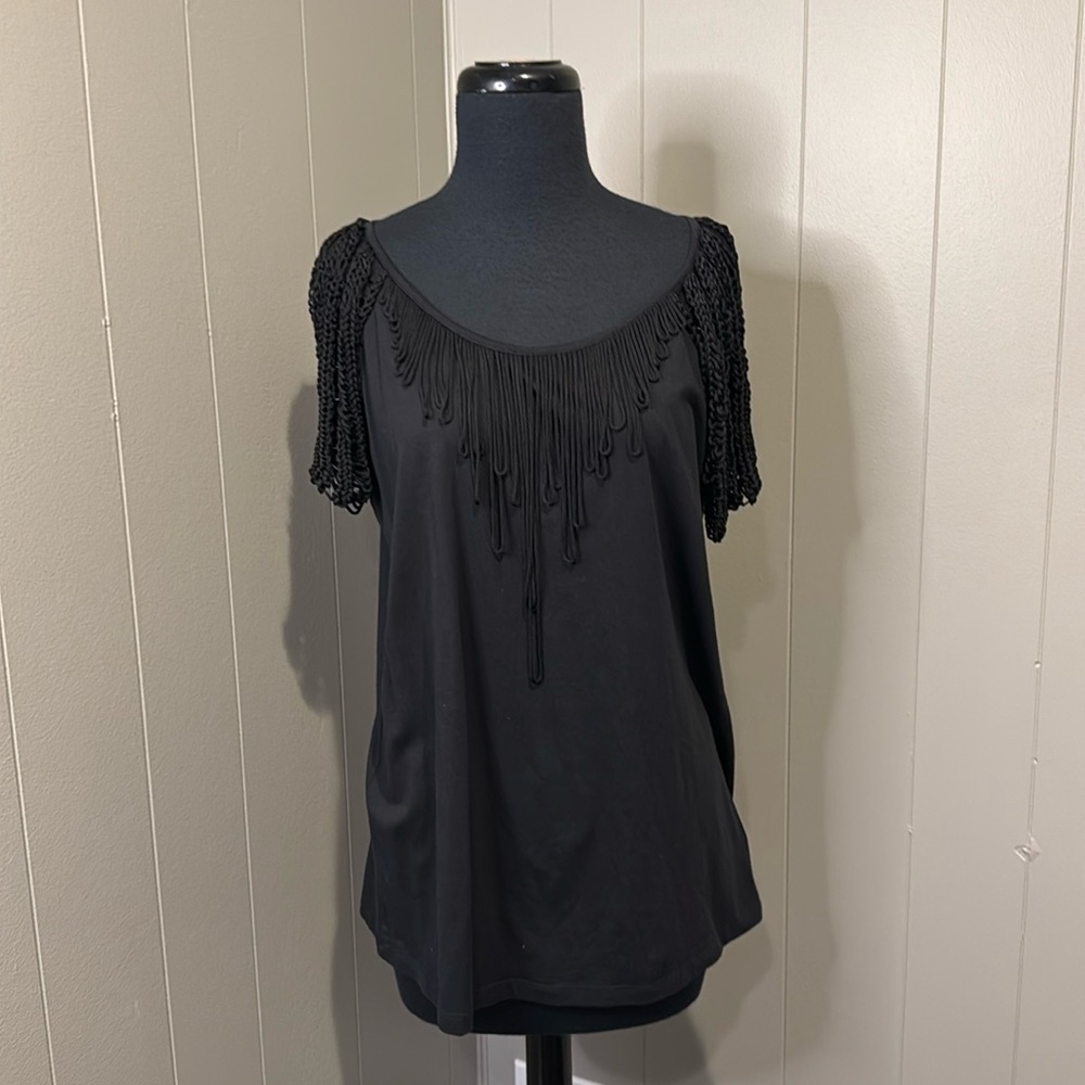 Z Rebecca Moses for Neiman Marcus Women’s Extra Large Blouse Tassels Braid Beads
